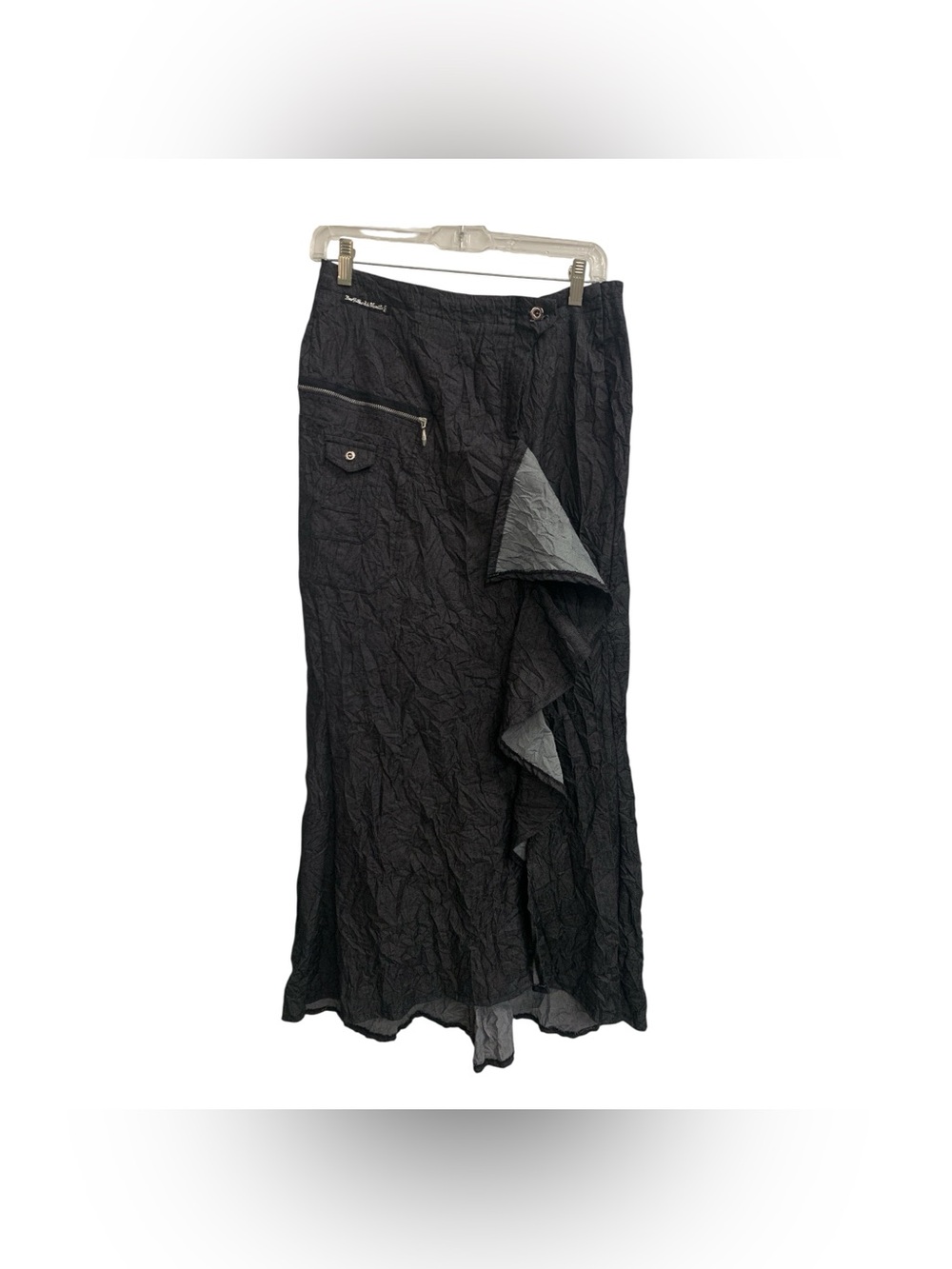 Des Filles Alavanie Black Ruffled Maxi Skirt with Side Zip Pocket Size S
